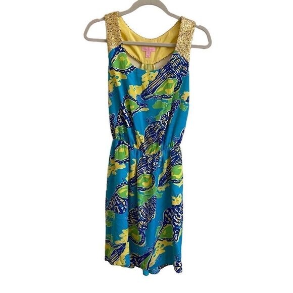 Lilly Pulitzer Calissi Turquoise Sound The Horn High Low Dress - Picture 2 of 6